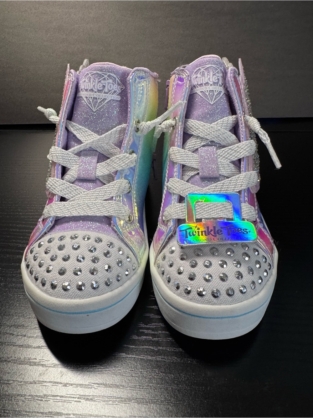 Skechers Kids' Twinkle Toes Iridescent Purple Glitter High-Top Sneakers